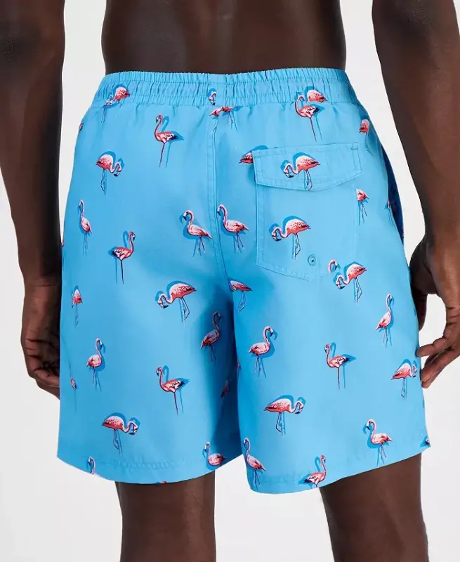 Modazone uchun yaratilgan erkaklar uchun tez quriydigan flamingo naqshli 7 dyuymli suzish tumanblari - Cool Turq - 2