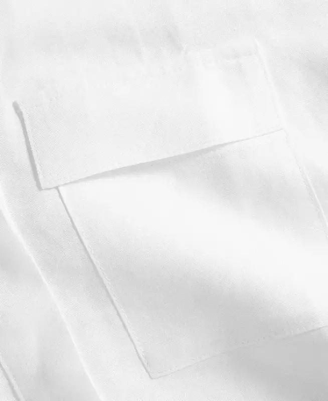 Petite Linen-Blend Short-Sleeve Button-Front Shirt, Exclusively at Modazone - Bright White - 4