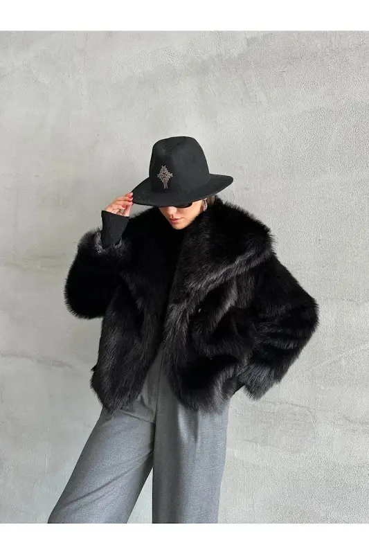 Model Inside Lined Premium Fur-Black - GENEL MARKALAR