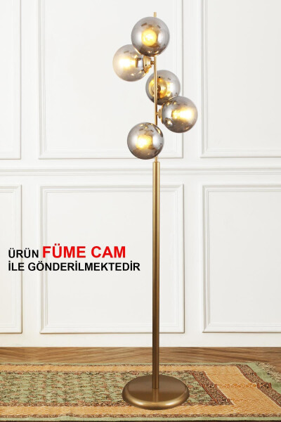 Modena 5-Light Antique Floor Lamp - Smoked Glass - 2