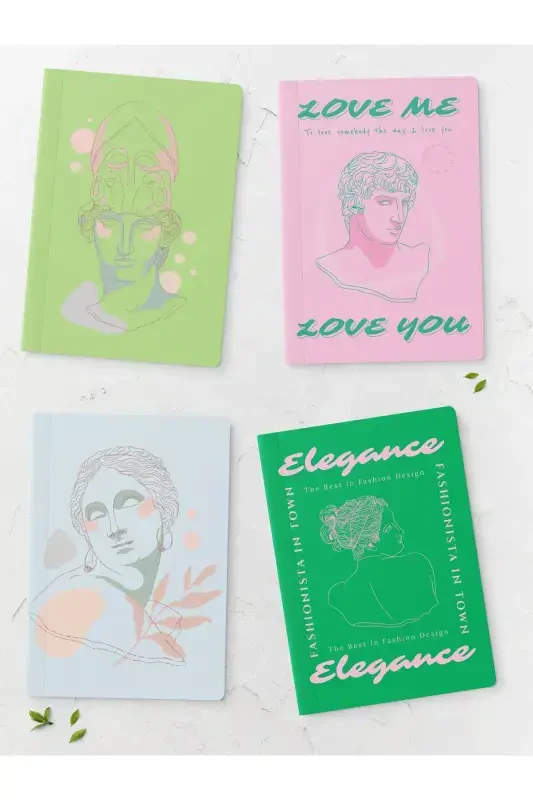 Modern Art Themed Notebook Set - 4 Pieces - 14cm*20cm - 64 Pages - Unlined - Art - POSTIFULL