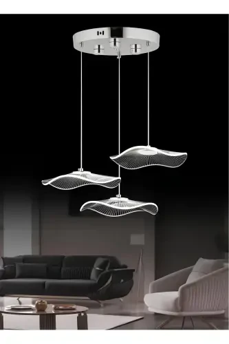 Modern Design Jellyfish 3 Color Gradual Light Triple Pendant Led Chandelier Chrome Silver Body-Gray - 1