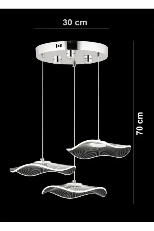 Modern Design Jellyfish 3 Color Gradual Light Triple Pendant Led Chandelier Chrome Silver Body-Gray - 2