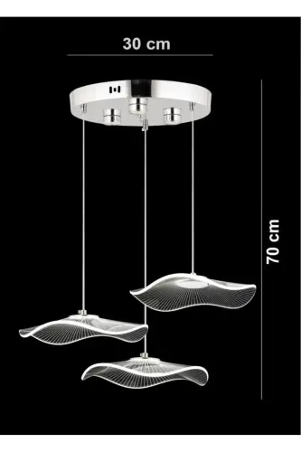 Modern Design Jellyfish 3 Color Gradual Light Triple Pendant Led Chandelier Chrome Silver Body-Gray - 4