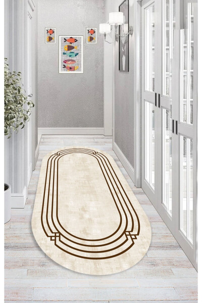 Modern Eco Dot Non-Slip Washable Antibacterial Digital Print Oval Rug - 3