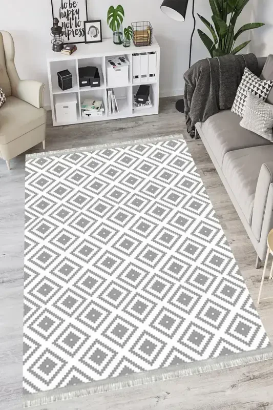 Modern Eco Punto Anti-Slip Washable Antibacterial Digital Print Modern Carpet Runner-GRAY - 2