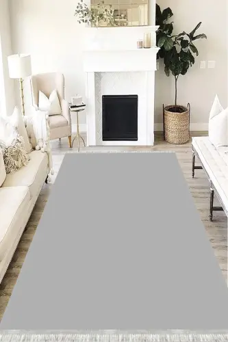 Modern Eco Punto Non-Slip Backing Washable Antibacterial Digital Printing Modern Carpet Runner-GRAY - MOTTO HALI (1)