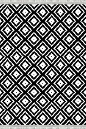 Modern Eco Punto Non-Slip Washable Antibacterial Digital Print Modern Carpet Runner-BLACK - 3