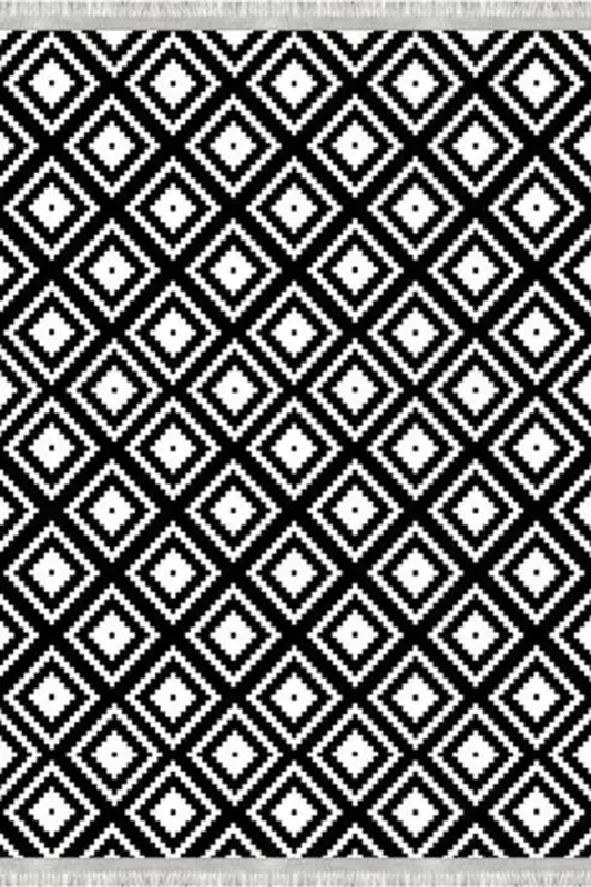 Modern Eco Punto Non-Slip Washable Antibacterial Digital Print Modern Carpet Runner-BLACK - 3