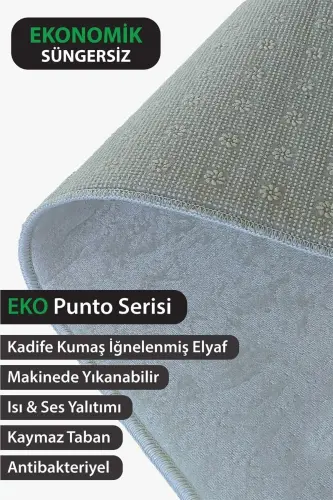 Modern Eko Punto Kaymaz Tabanlı Yıkanabilir Antibakteriyel Dijital Baskı Modern Halı Yolluk - BEJ - 5