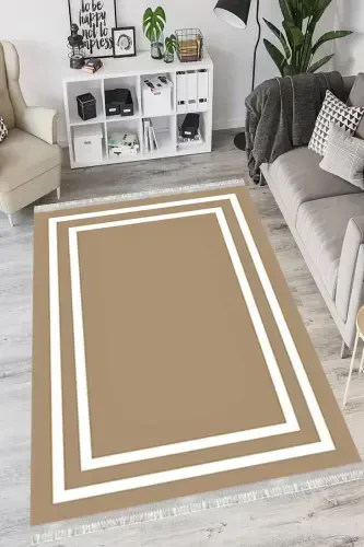 Modern Eko Punto Kaymaz Tabanlı Yıkanabilir Antibakteriyel Dijital Baskı Modern Halı Yolluk-BEJ1 - MOTTO HALI (1)