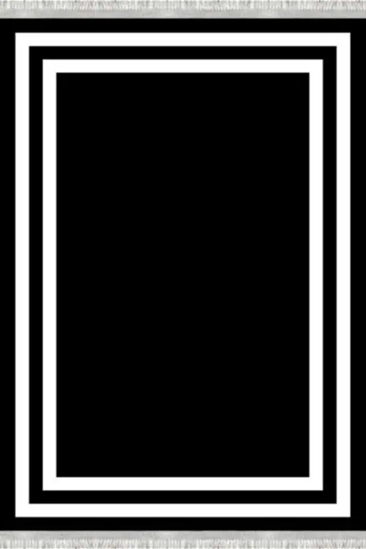 Modern Eko Punto Kaymaz Tabanlı Yıkanabilir Antibakteriyel Dijital Baskı Modern Halı Yolluk-SİYAH - 3