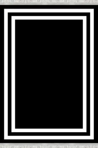 Modern Eko Punto Kaymaz Tabanlı Yıkanabilir Antibakteriyel Dijital Baskı Modern Halı Yolluk-SİYAH - 3