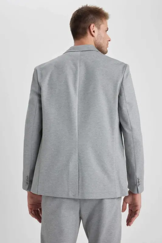 Modern Fit Ceket Yaka Düğmeli Blazer Ceket B0122AX23AU - Gri-GR377 - 7