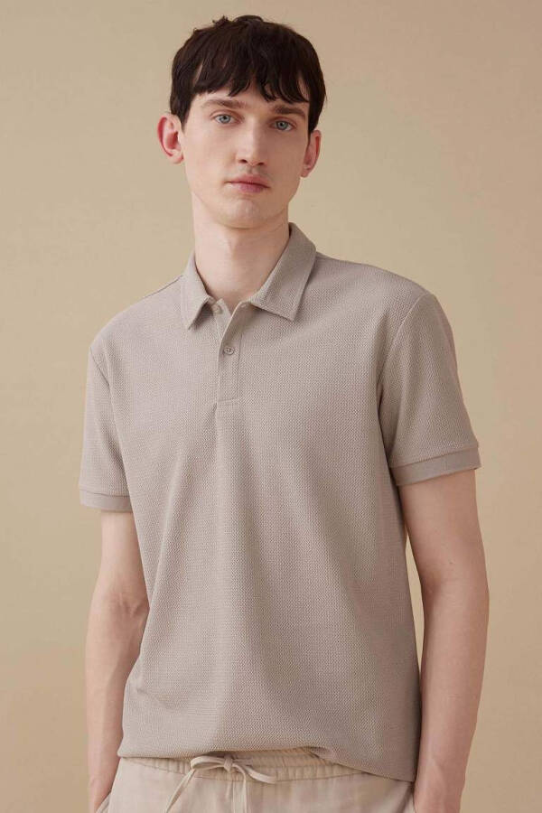 Modern Fit Kısa Kollu Polo Tişört Gri - 1