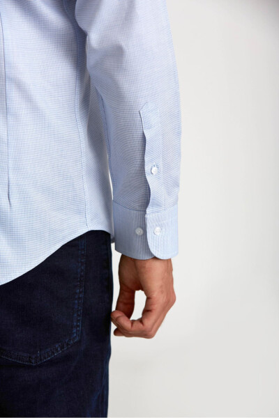 Modern Fit Long Sleeve Italian Collar Navy Blue Classic - 3