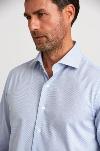 Modern Fit Long Sleeve Italian Collar Navy Blue Classic - 4