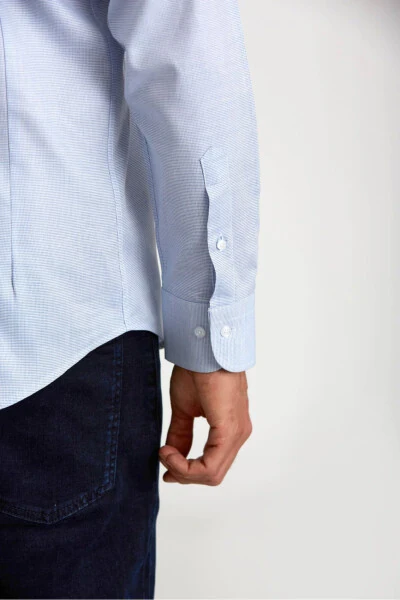 Modern Fit Long Sleeve Italian Collar Navy Blue Classic - 3