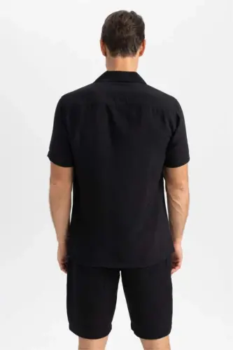 Modern Fit Polo Collar Aerobin Short Sleeve Shirt Black - 8