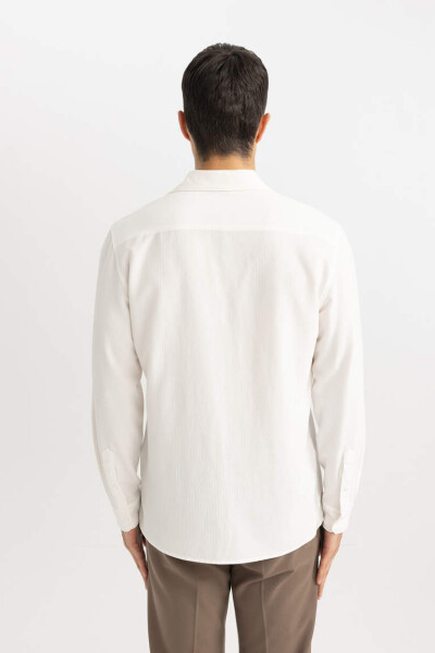 Modern Fit Polo Collar Wrinkle-Resistant Long Sleeve Shirt White - 5