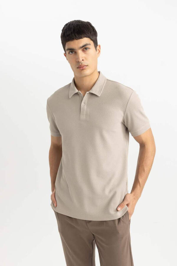 Modern Fit Short Sleeve Polo Shirt Grey - 4