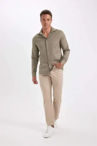 Modern Fıt Poplin-Açık Haki - 2