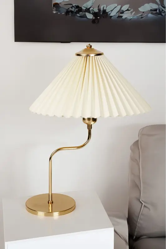 Modern Michigan Gold Kaplama Metal Abajur - Krem Kırma 31-45 cm. 1 E27 Metal Altın-Gold - 3