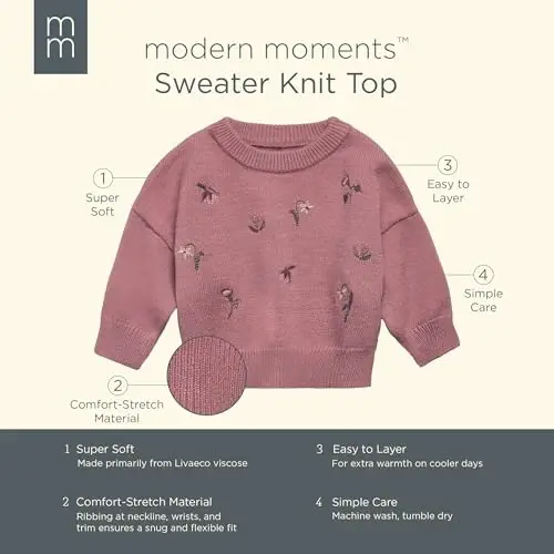Modern Moments by Gerber Baby kashtado'zli Jumper Trikotaj Tepasi - 6