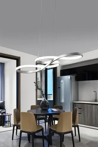 Modern Rimaldo Krom Sarkıt Led Beyaz Power Ledli Salon Mutfak Oda Hol Ledli Avize-Krom 