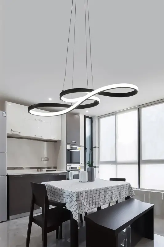 Modern Rimaldo Siyah Sarkıt Led Beyaz Power Ledli Salon Mutfak Oda Hol Ledli Avize - Siyah - DEKORLUNA