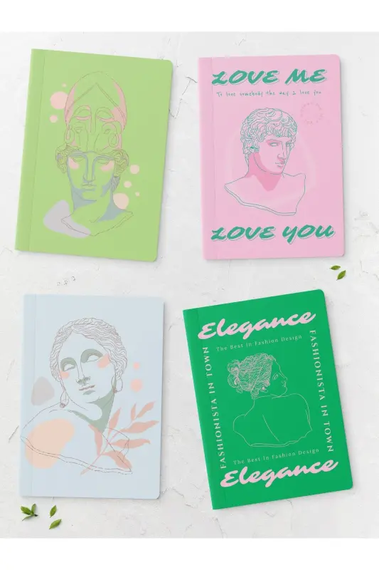 Modern Sanat Temalı Defter Seti - 4 Adet - 14cm*20cm - 64 Sayfa - Çizgisiz-Sanat - 1