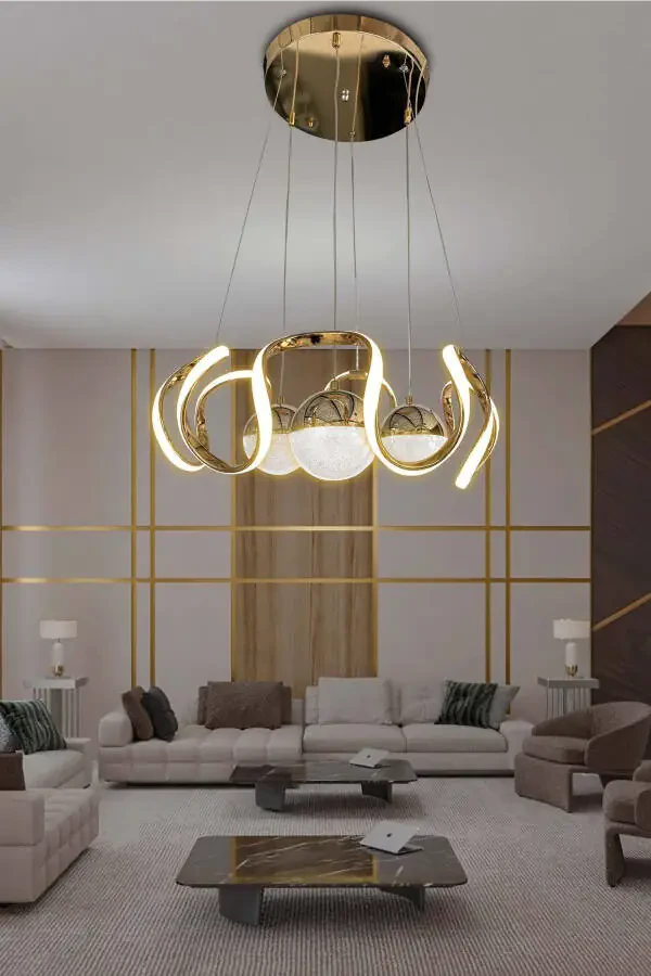 Modern Sarkıt 3 Renk 3 Toplu Led Avize Salon - Oturma Odası Ledli Avize-gold - 2