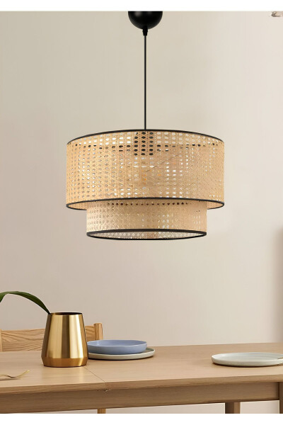 Modern Series Natural Rattan 2-Tier Pendant Lamp - 2