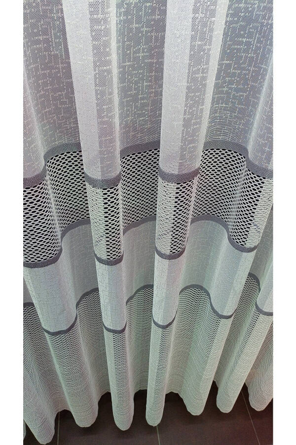 Modern Sheer Curtain with Armure Transition, 1/2 Pleated - 1