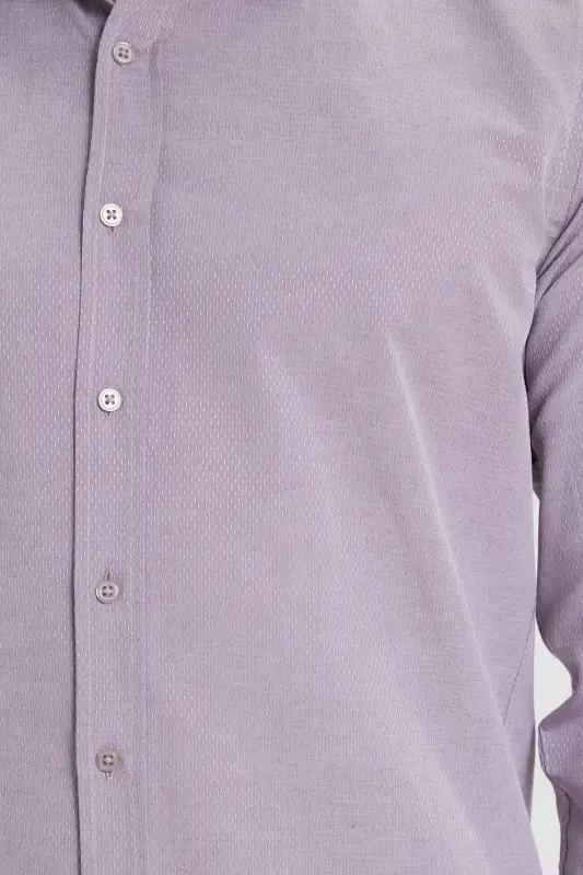 Modern Slim Fit Uzun Kollu Pamuklu Kolay Ütü Armürlü Gül Kurusu Erkek Gömlek-Gül Kurusu - 6