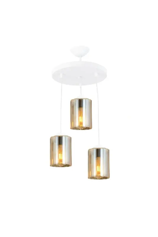 Modern Sports Model White Triple Balcam Genuine Glass Chandelier-WHITE2 - LAMBADAR