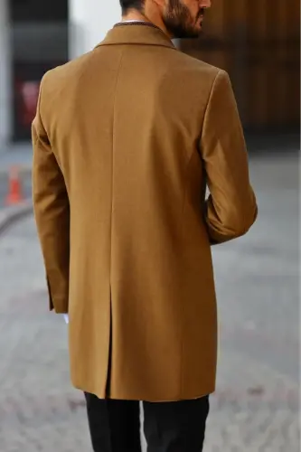 Modern Tasarım Erkek Klasik Kaban - %80 Yün %20 Polyester-kav7000w-Camel - 3