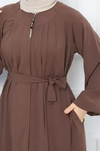 Modest Clothing Medina Silk Robe Pleated Islamic Loose Fit Abaya Dress-VISON - 5