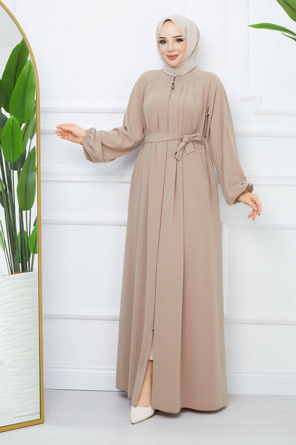 Modest Clothing Medina Silk Robed Pleated Islamic Loose Fit Ferace Dress - 2