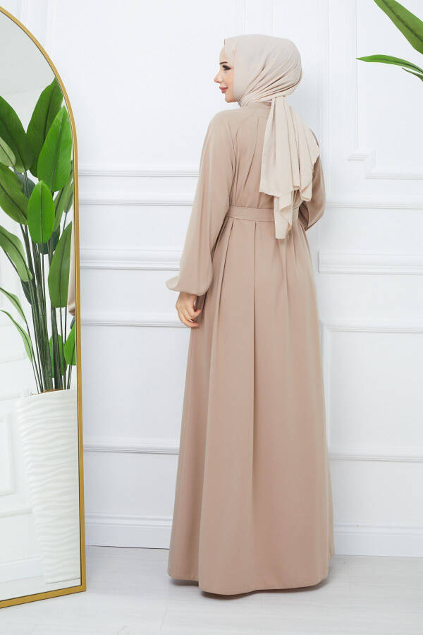 Modest Clothing Medina Silk Robed Pleated Islamic Loose Fit Ferace Dress - 3