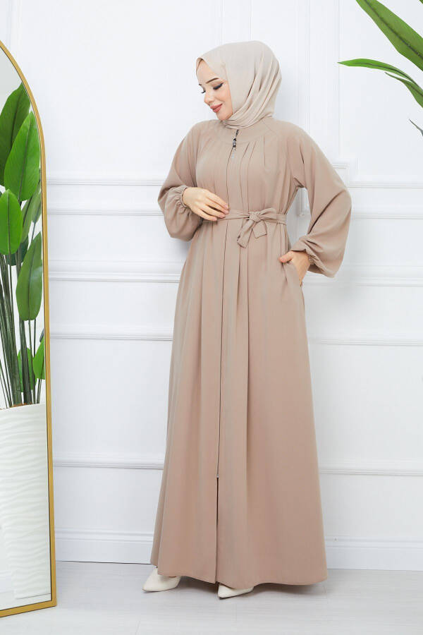 Modest Clothing Medina Silk Robed Pleated Islamic Loose Fit Ferace Dress - 5