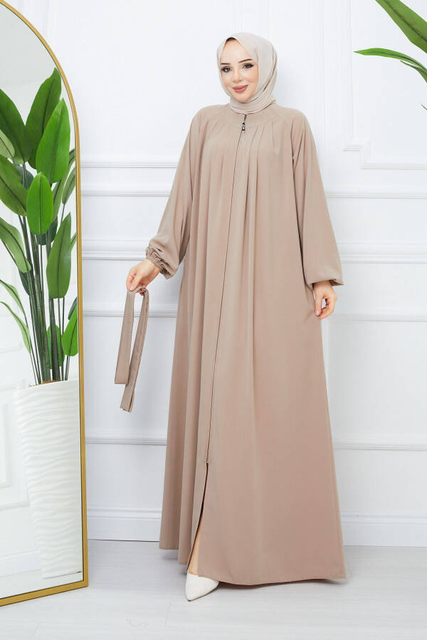 Modest Clothing Medina Silk Robed Pleated Islamic Loose Fit Ferace Dress - 6