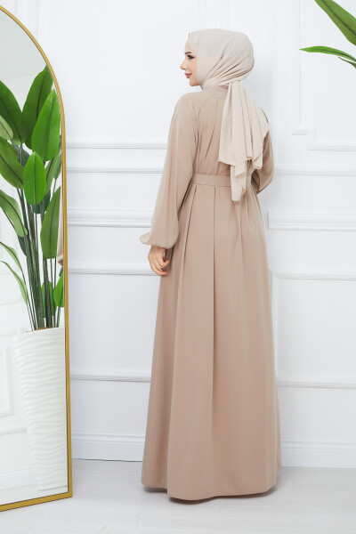 Modest Clothing Medina Silk Robed Pleated Islamic Loose Fit Ferace Dress - 11