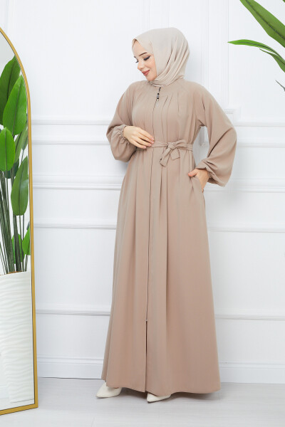 Modest Clothing Medina Silk Robed Pleated Islamic Loose Fit Ferace Dress - 13