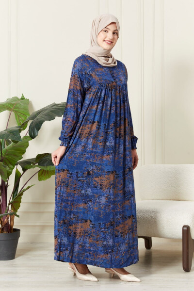 Modest dress with a gathered robe and buttoned front made of viscose fabric, suitable for prayer - 4