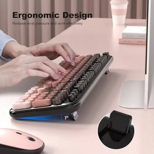 MOFII Wireless Keyboard and Mouse Combo,2.4G Typewriter Keyboard Quiet Mice | Retro Full Size Computer Keyboards, Cute Mouse, USB Dongle Plug and Play, for PC,Laptop,Desktop,Windows (Blackberry Gradient) - 4