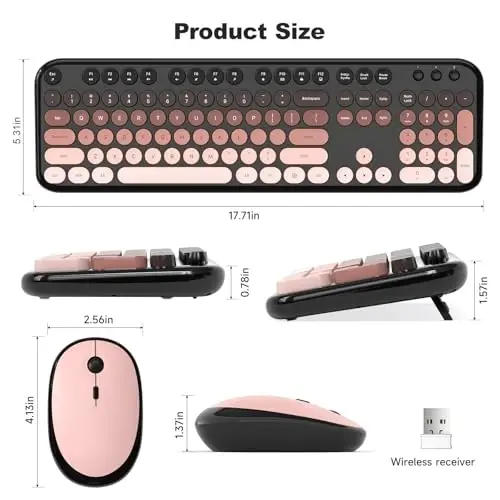 MOFII Wireless Keyboard and Mouse Combo,2.4G Typewriter Keyboard Quiet Mice | Retro Full Size Computer Keyboards, Cute Mouse, USB Dongle Plug and Play, for PC,Laptop,Desktop,Windows (Blackberry Gradient) - 6