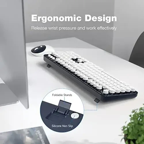 MOFII Wireless Keyboard and Mouse Combo, Dark Blue 2.4G Full Size Keyboard, Round Key Typewriter Keyboards and Cute Mice with 2 in 1 USB Dongle, for PC Laptop Chromebook Smart TV - 3