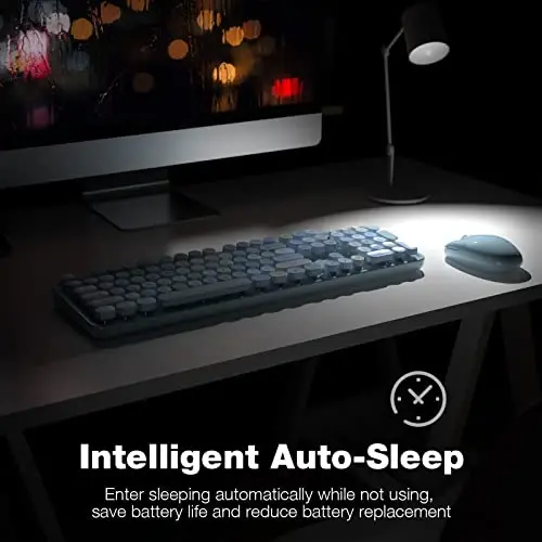 MOFII Wireless Keyboard and Mouse Combo, Blue Colorful Round Key Typewriter Keyboards, 2.4GHz Full Size Keyboard Computer Mice, USB Receiver Plug and Play, for Laptop, PC, Chromebook, Smart TV - 4