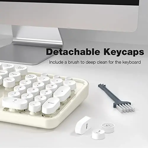 MOFII Wireless Keyboard and Mouse Combo, Milk White 2.4G Full Size Keyboard, Round Key Typewriter Keyboards and Cute Mice with 2-in-1 USB Dongle, for PC Laptop Chromebook Smart TV - 5